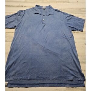 Peter Millar Mens XXL Blue White Micro Pattern Cotton Polo Shirt MF16K08S